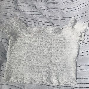 Off the shoulder cropped white shirt